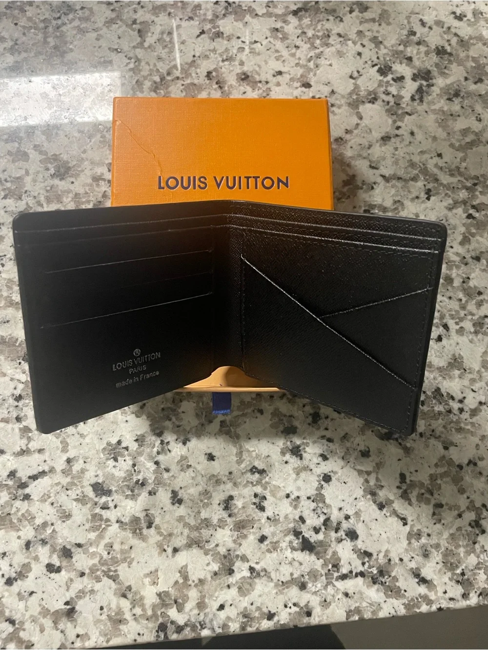 Louis Vuitton Men's Black Embossed Monogram Wallet damaged box two for 80$